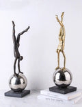 Modern Light Luxury Black Golden Sports Inverted Character Sculptures Ornaments Creative Home Model Wholesale Home Decor