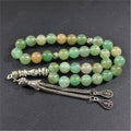 Islamic Natural Green Aventurine Muslim Prayer Beads Silver Tassel Tasbih Tasbeeh 8mm 33 Rosary Mala Masbaha Ramadan Gift