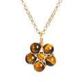 Wholesale Trendy 18K Gold Plated Crystal Pendant Healing Handmade Stone Bead Flower Link Chain Necklace for Women Party Gift