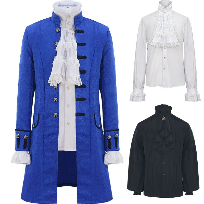 Plus Size Mens Pirate Shirts Gothic Blouse Renaissance Vampire Costume Steampunk Shirt Medieval Clothes Victorian Clothing
