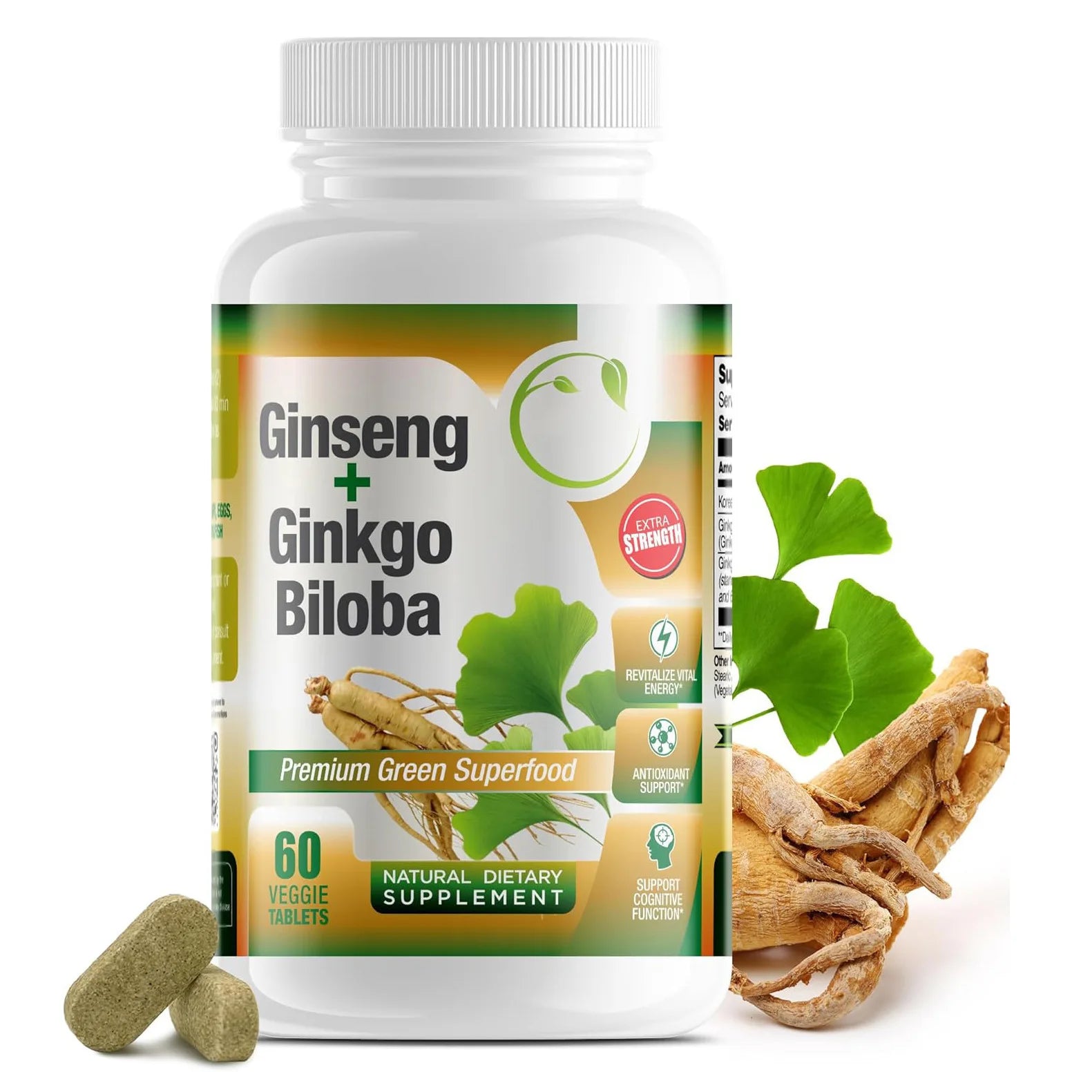 High Quality Ginseng Ginkgo Extract Tablets 500mg Per Serving Dietary Supplement OEM/Private Label Available
