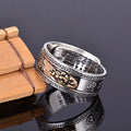 European Retro Style Buddhist Wealth Pixiu Ring Carved Words Amulet Fengshui Wealth Pixiu Ring for Men
