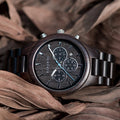 Factory New Design Business Fashion Men's Waterproof Ebony Wooden Band Chronograph Watch with Pointer Dial Limited Edition