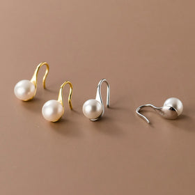 Sweet Fashion 18K Gold Plated 925 Sterling Silver Fresh Water Pearl Earrings Jewelry Women Ladies for Party Gift