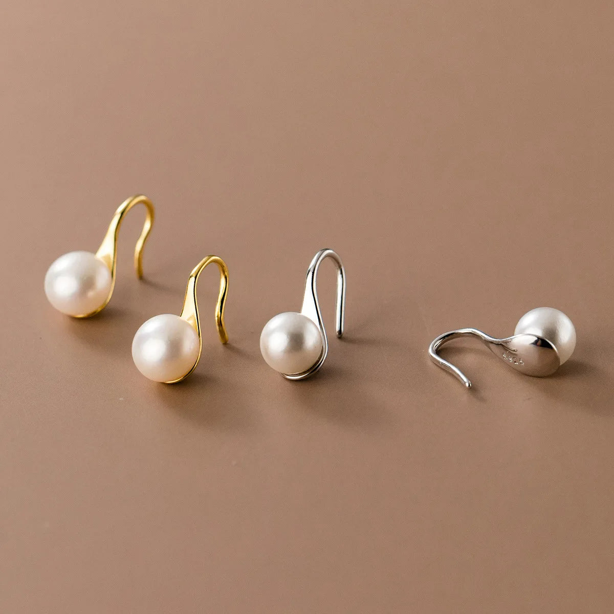 Sweet Fashion 18K Gold Plated 925 Sterling Silver Fresh Water Pearl Earrings Jewelry Women Ladies for Party Gift