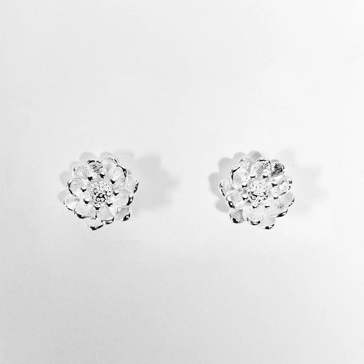 Wholesale 925 Silver Plated Lotus Earrings Flower Lady Simple Jewelry Studs Earrings Wedding