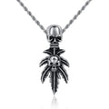 Wholesale Fine Pendants & Charms Punk Men's Stainless Steel Skull Head Necklace with Maple Design Fashionable Wholesale Jewelry