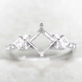 Sterling Silver 6*6mm Semi Mount Ring Square Shape Empty Frame Blank Claws Setting S925 Base Without Center Stone for Inlay DIY