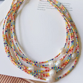 .Go2boho Fashion Summer Beach Accessories Gifts Indian Jewelry Freshwater Pearls Design Rainbow Glass Beaded Necklaces for Women