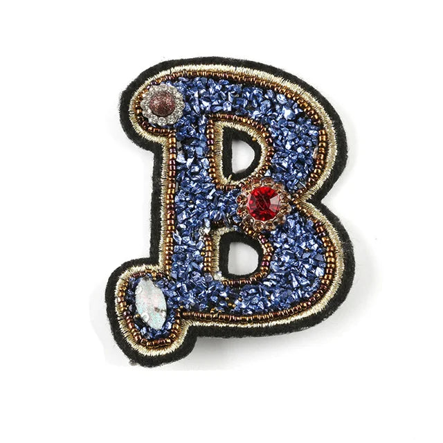 Wholesale Custom Rhinestone English Alphabet Letter Mixed Embroidered Patch for Clothing Badge Paste for Clothes Bag Pant Shoes