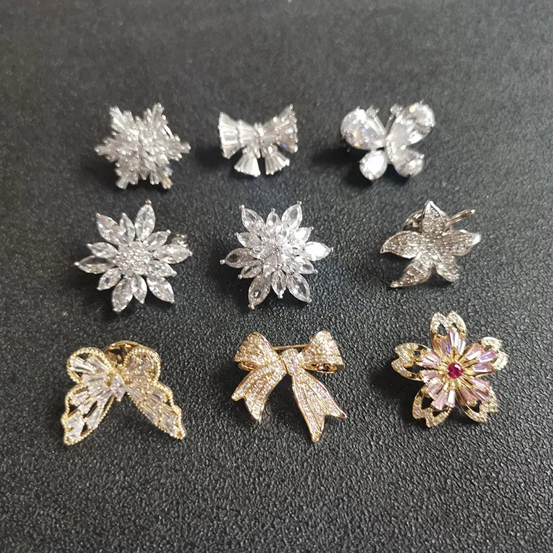 SLBRIDAL Wholesale Cubic Zircon Pearls Flower Women Brooch Pins Girls Brooches Clothing Accessories Scarf Suit Sweater Pins