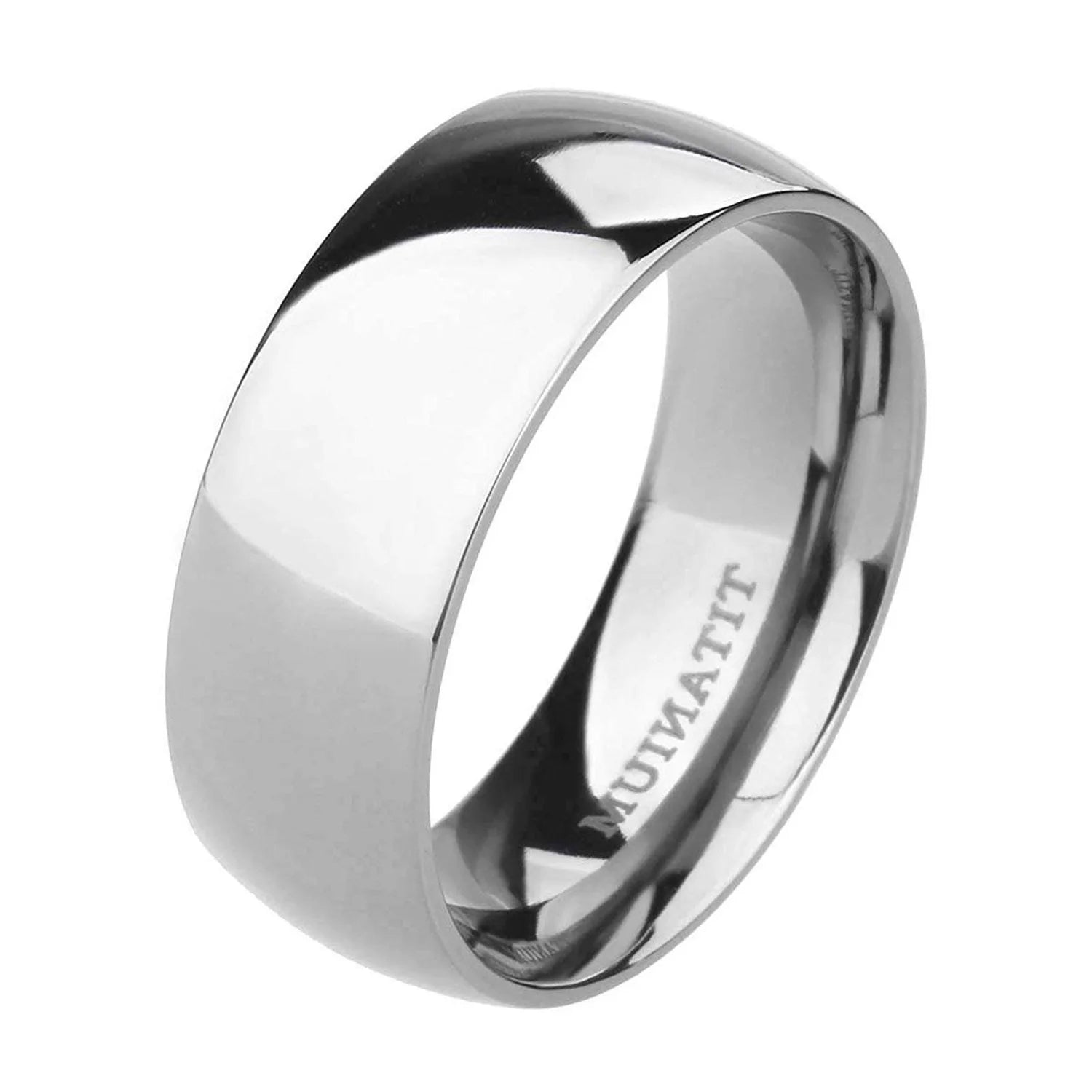 OAHLAN 8mm Men Titanium Ring Silver Color Polished Classic Engagement Rings Women Wedding Bands Fashion Jewelry Gift