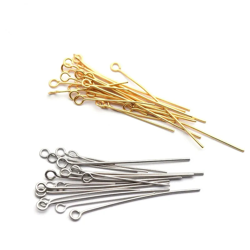 Handmade DIY Stainless Steel Number 9 Shaped Eye Head Pins Needles Connectors Jewelry Accessories Wholesale
