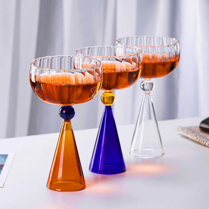 Personalized Decorative Creative Gradient Striped Ice Cream Glass Water Cup Glass Dessert Goblet