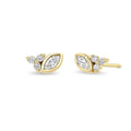LOZRUNVE 14k Gold Bezel Setting Marquise Trio Cubic Zirconia Lucky Cluster Stud Earring 925 Sterling Silver