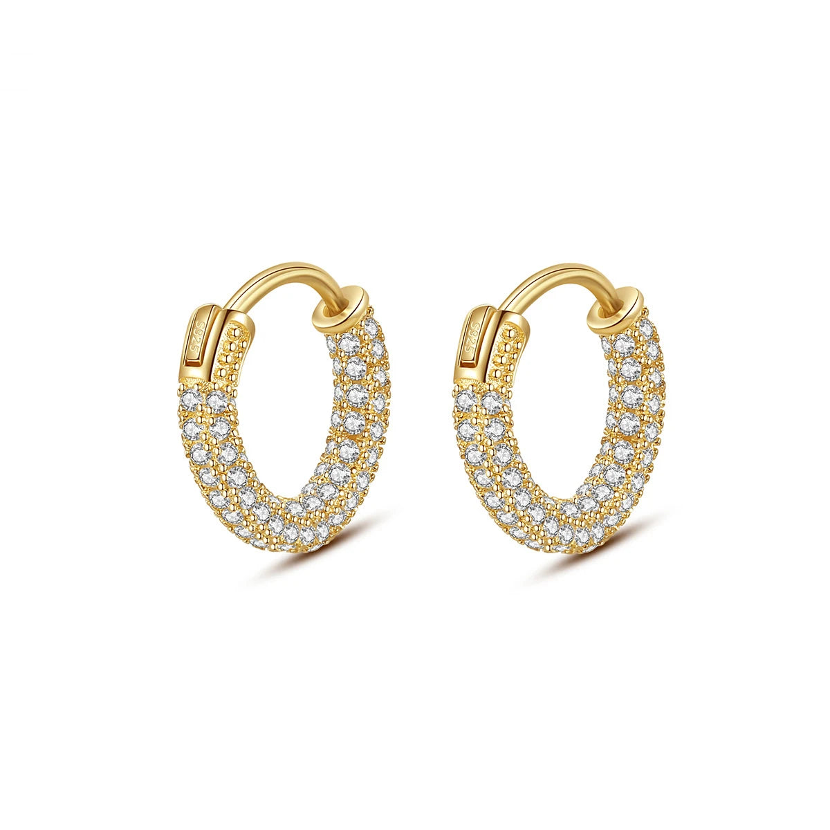 Hot Sale Simple Trendy Zircon Earrings 925 Sterling Silver 18k Gold Plated Tiny Circle Hoop Earrings