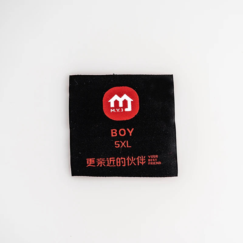 Chinese Style Design Woven Mattress Label Factory Supply Woven Label Patchs Fashion Color Heat Cut Satin Woven Labels