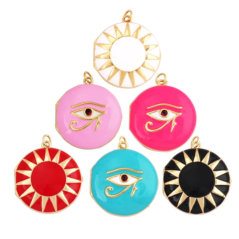 New Design Enameled Moon Star Eye Charm Box LocketFashion Gold Plated for Jewelry DIY Making Supplies Accessories Wholesale M39