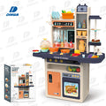 Spraying Mist Kitchen Children Play Toy Kitchen Food Model Toys Simulation Home Kitchen Cabinet Toy with Light and Sound 65pcs