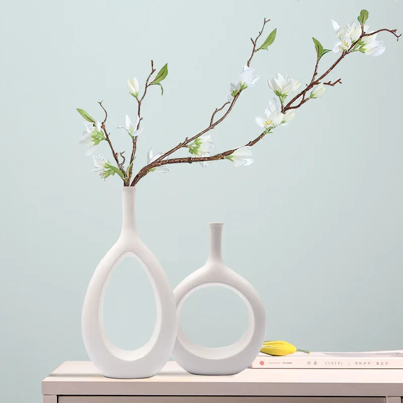 style white ceramic vase modern simple dining table living room decoration home decoration flower dryer
