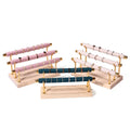 High Quality 3 Tier T Bar Factory Wholesale Ring Display Stand Pink Green Microfiber Wooden 1 Layer 2 Layer Jewelry Display