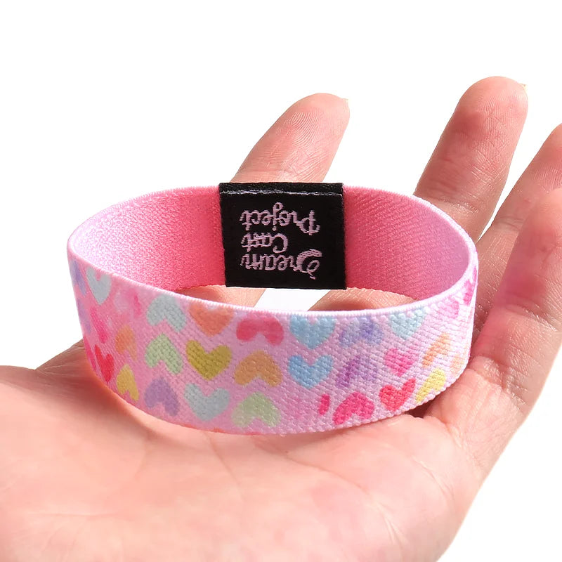 Heat Transfer Colorful Festival Event Custom RFID Elastic Wristbands With Logo Print