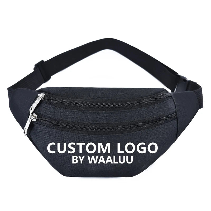WAALUU  Customize Logo Designer Waist Bag Outdoor Waist Bag Fanny Pack LadiesSports Waterproof Wholesale Custom Belt Waist Bag