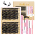 Handmade DIY Eyelash Extension Kit with D Curl Cluster Lashes Glue Remover Seal Bond Applicator Tool for Lash Clusters