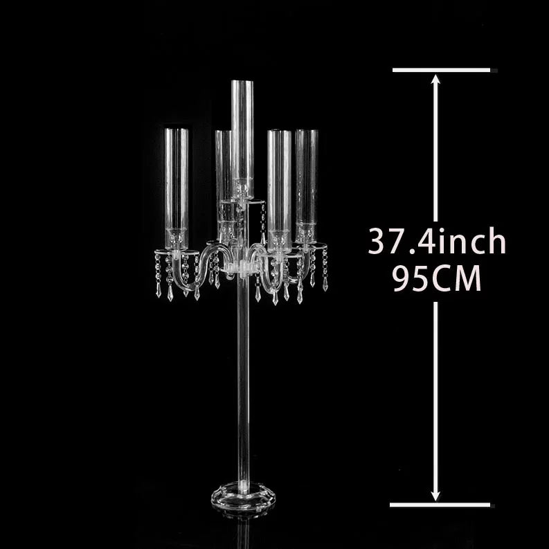 Modern High Transparent Crystal Cylinder Candlestick Acrylic Wedding and Event Party Table Decoration for Home Decoration