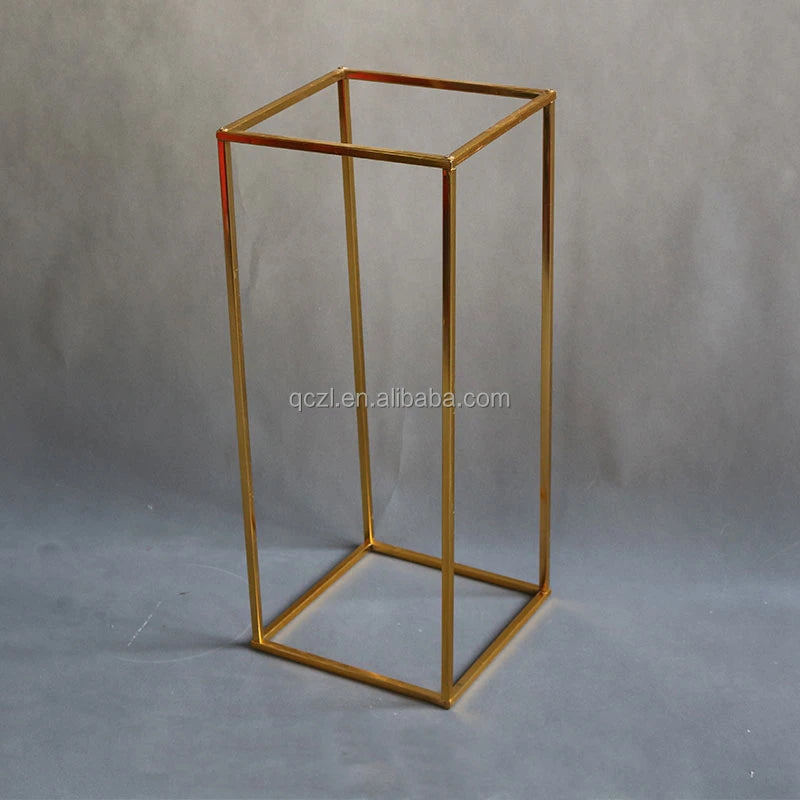 Gold Flower Shelf Props Electroplating Rectangular Geometric Road Guide for Party Events Decoration