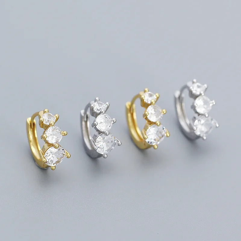 Dropshipping 925 Sterling Silver 1 Rows of Large and Small Zircons Hoop Earring Jewelry for Women
