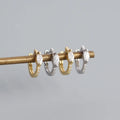 NEW 925 Sterling Silver INS Minimalist Small Shiny Marquise Shape with Cz Gold Plated Hoop Earrings for Women