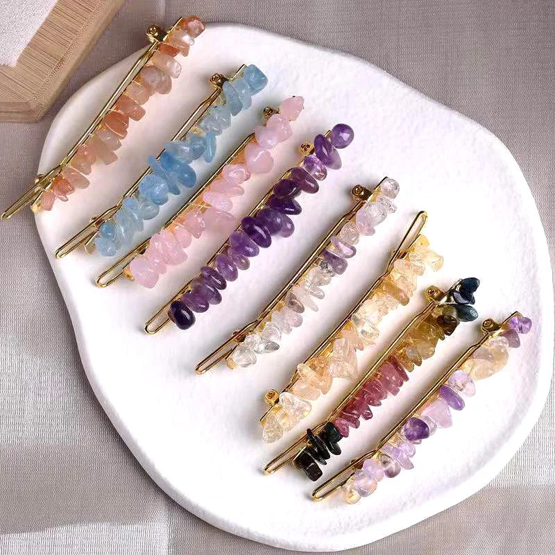 Natural Crystal Gravel Hair Clip Women Hairpin Headwear Hair Accessories Holiday Gift