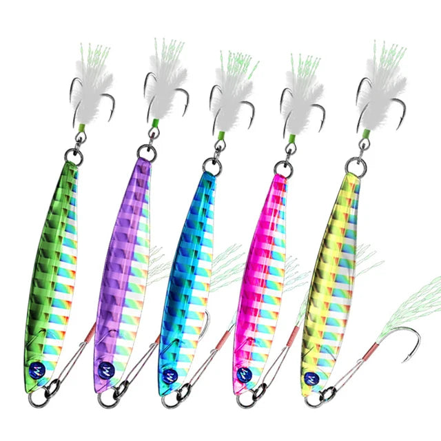 Yoka Customizable Feather Hook  22g Sinking Slow Jig Jigging Lures Saltwater Fishing Metal 100g