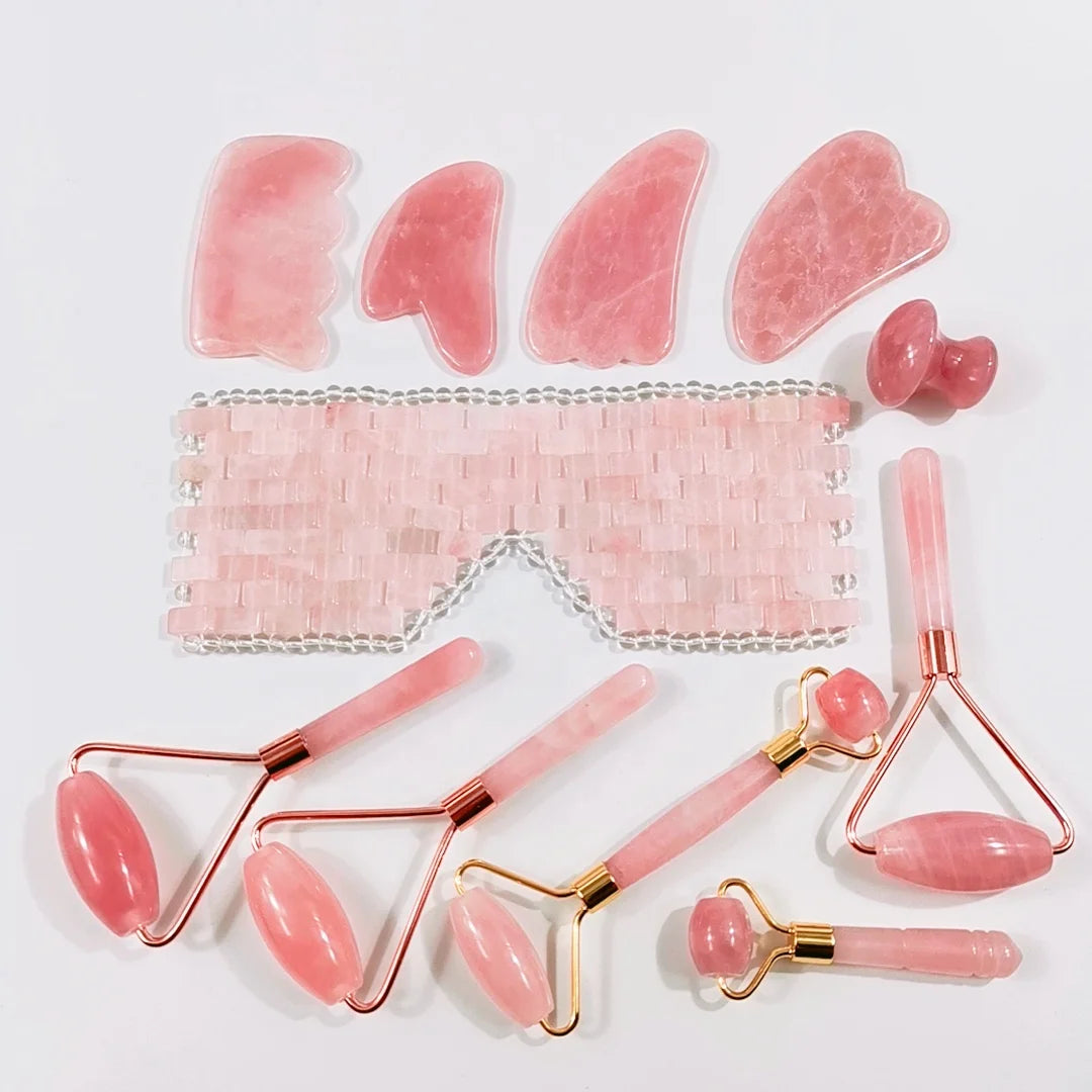 Top Selling Natural Fluorite Stone Gua Sha Scraping Rose Quartz Roller Guasha