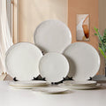 Ceramics White Plates Dinner Dishes Restaurant Cheap Stocked Plate Embossed 12pcs Dinner Sets Dinnerware for Restaurant