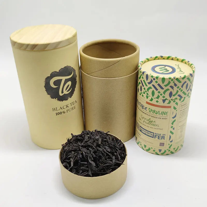 Customized Herbal Green Loose Leaf Tea Packaging Container Food Coffee Cylinder Paper Tubes Luxury Tea Packaging Eco Friendly