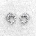 Sterling Silver 5*7mm Semi Mount Stud Earrings Empty Support Blank Claws Setting S925 Base Without Center Stone for DIY Inlay
