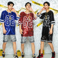 New Adult Men's Jazz Costume Dance Costume Performance Modern Sequin T-shirt Performance Costume