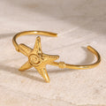 Hot Sell Waterproof Starfish Bangle 18k Gold Plated Bracelet Stainless Non Tarnish Cuff Bracelet Bangle Fashion Jewelry