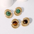 Beimai OEM Stud Earrings Natural Stone Retro High-end 18K Gold-plated Stainless Steel Stud Earrings