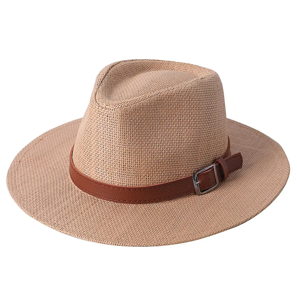 Wholesale Autumn Winter Fedora Straw Hats With Belt Adjustable Wide Brim Jazz Hat for Men