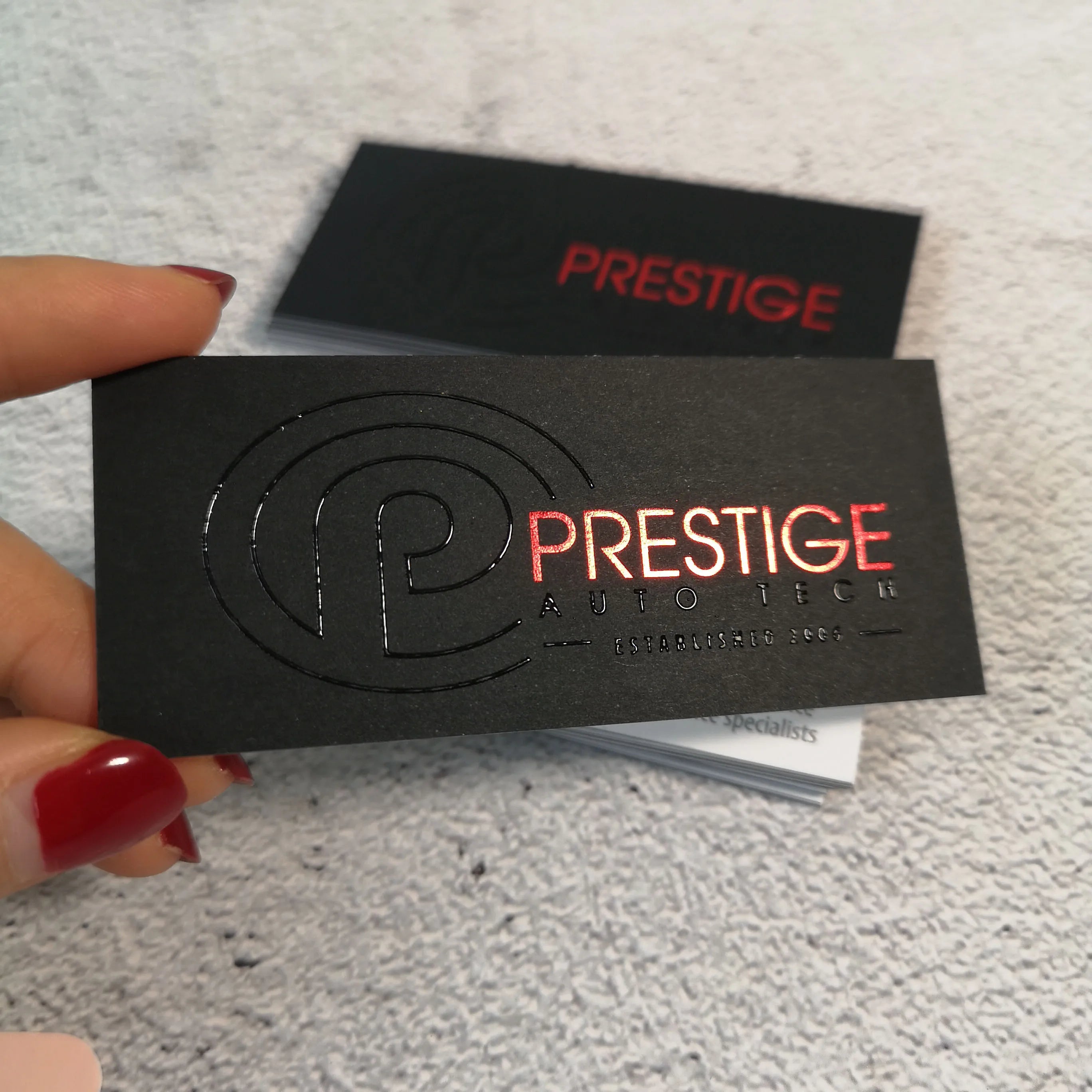 Custom Personalized Business Card with Hot Foil Stamping and Spot UV Printing on Cardboard & Paperboard