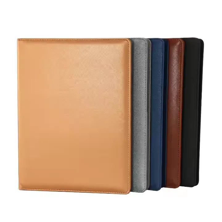PU Leather Office Supplies Padfolio Document Holder Ring Binder File Folder Organizer Portfolio for Efficient Filing
