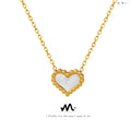 Trendy Peach Heart White Sea Shell Pendant Love Necklace Men's Clavicle Link Chain Chokers Popular Jewelry