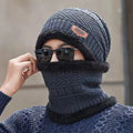 2pcs/set Winter Beanie Hat Ski Cap Men's Warm Hat Scarf Suit Ladies Men's Beanie Knit Hat Scarf Suit MegaBDM