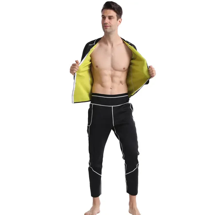 Windproof and Insulated Men's Long Sleeve Sauna Body Suit for Fitness and Weight Loss