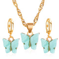 Hot Sale Acrylic Fashion Necklace Women Jewelry Set Gold Plated Butterfly Jewelry Sets