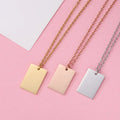 DAIHE Stainless Steel Square Engraved Customized Logo Sublimation Necklace Blanks Gold Plated Rectangle Pendant
