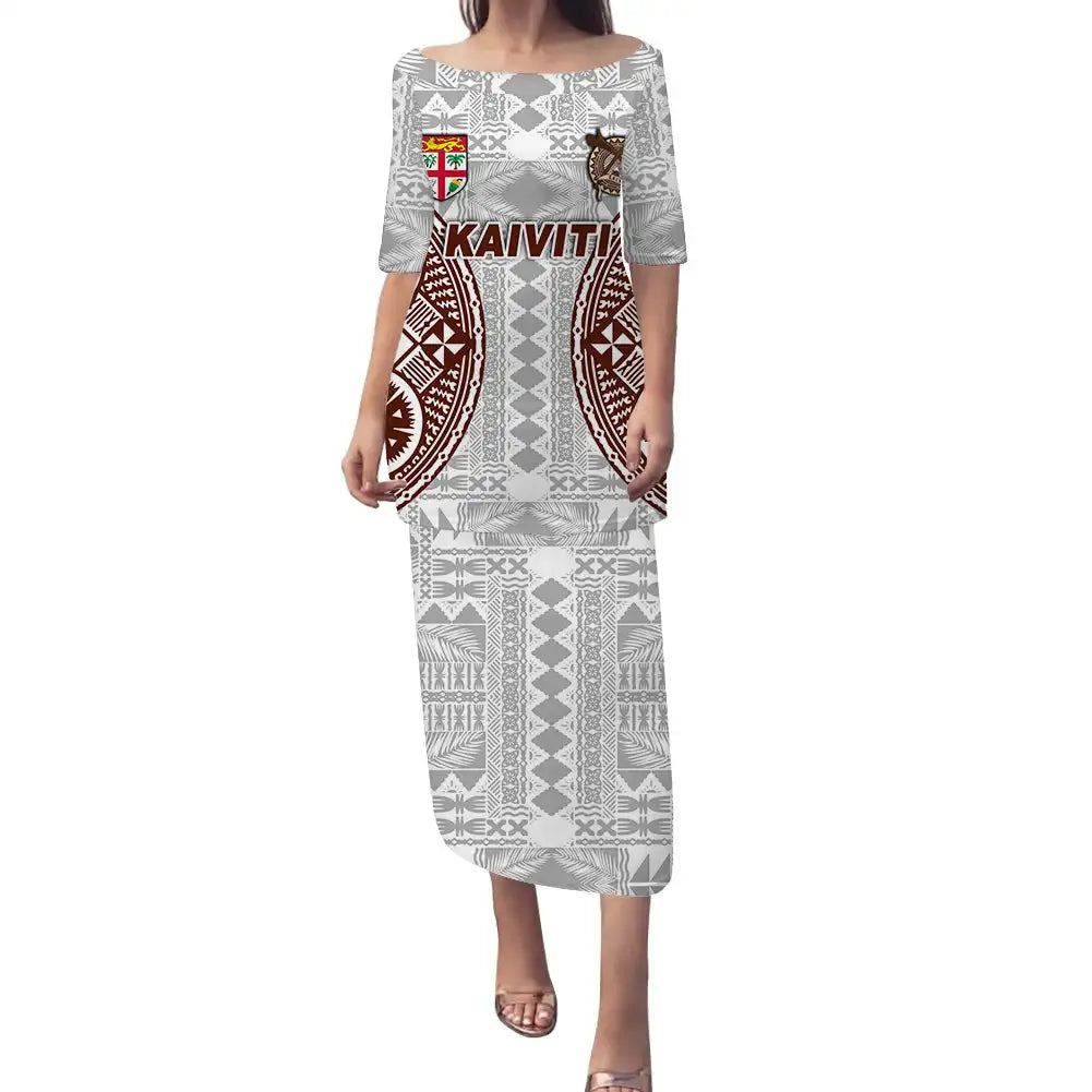 Luxury Dresses Women Elegant Fiji Kaiviti Tapa Print Puletasi Dresses Women Elegant Womens Dresses Wholesale Clothing 2025